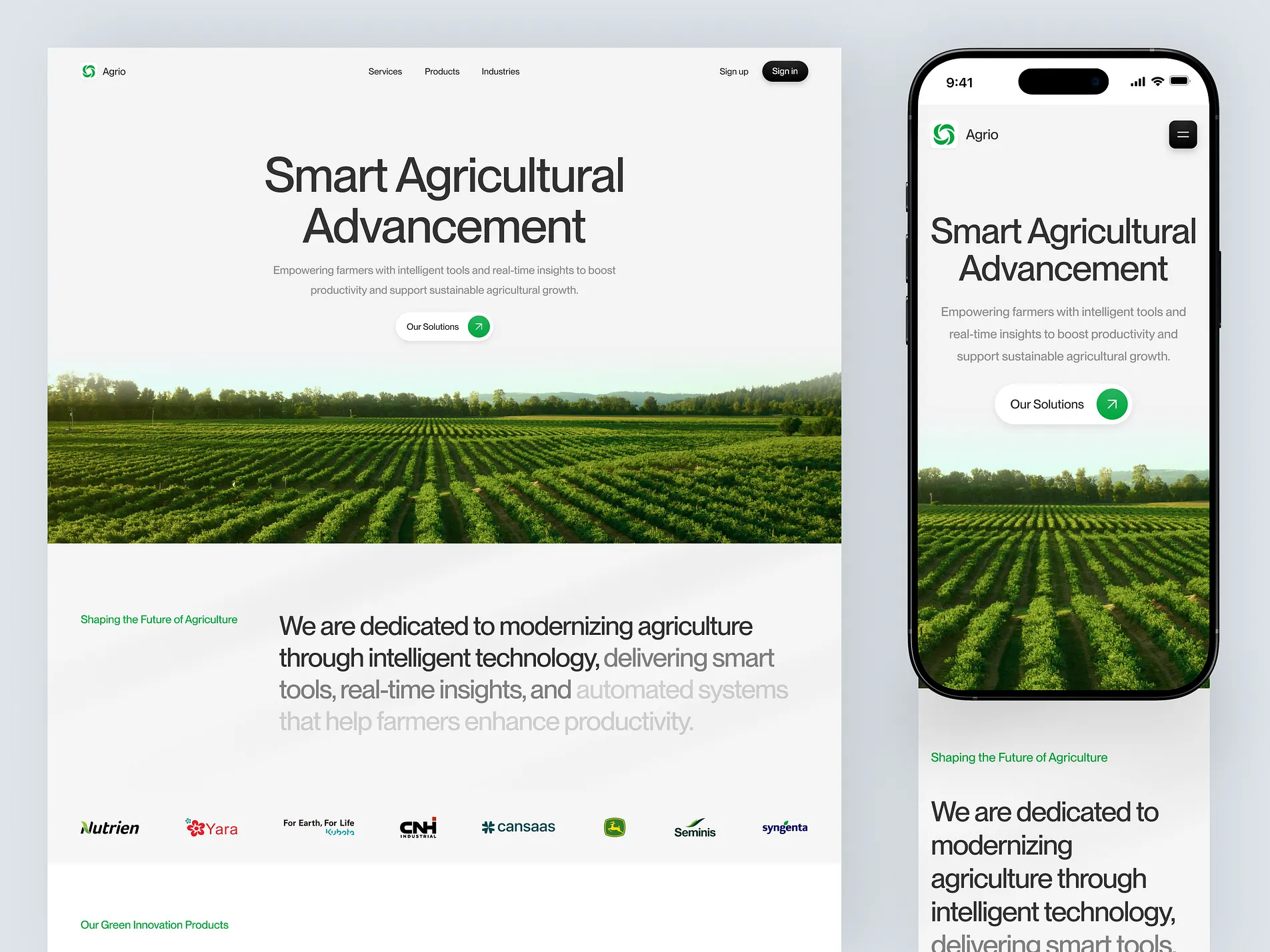 Mobile Responsive Agriculture Landing Page landing page ui ux