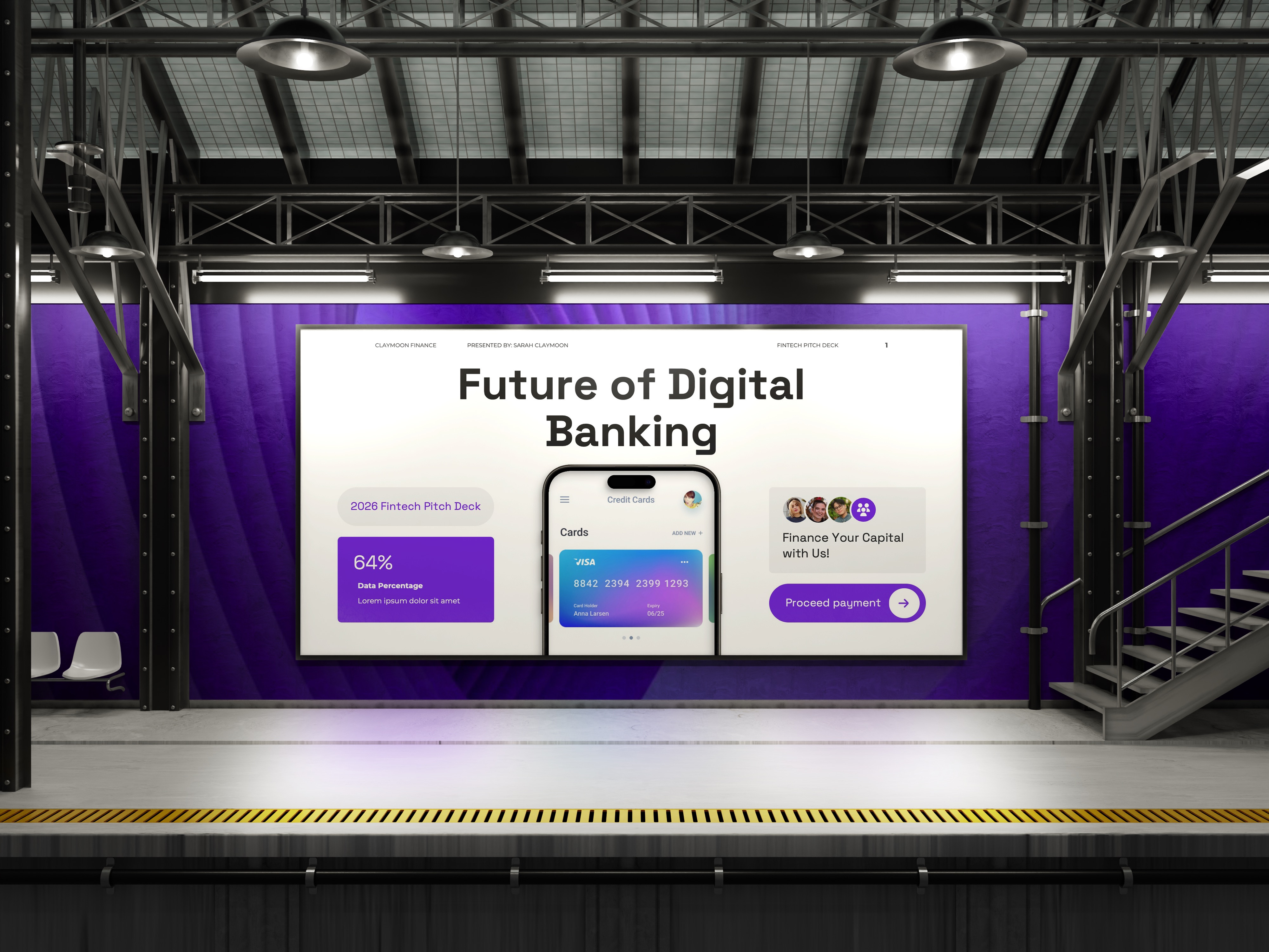 Future of Digital Banking Pitch Deck agency app app showcase bank branding business proposal claymoon company profile corporate design digital banking interface mobile pitch deck presentation purple ui ui ux ux white purple