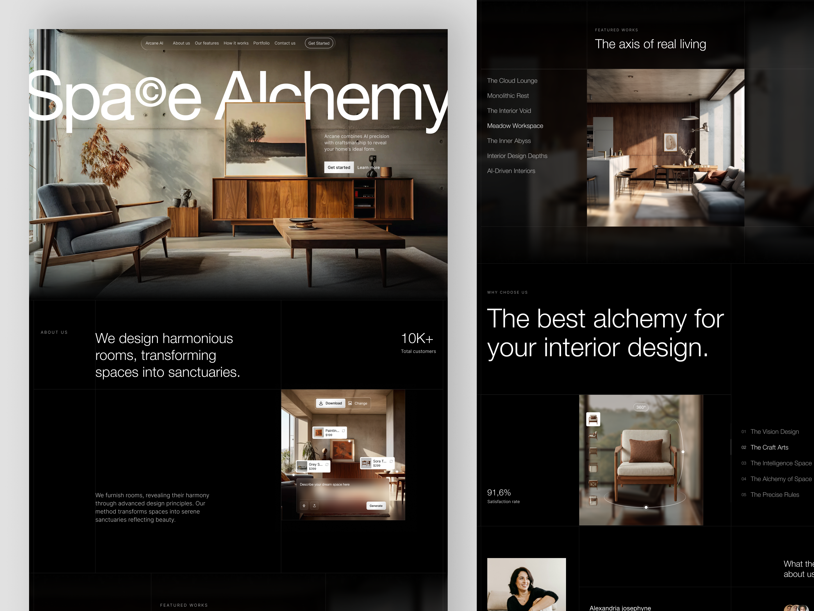 Arcane.ai - AI Interior Design Landing Page ai ai interior design artificial intelligence design interior furniture interior interior design landing page modern ui ux web design website
