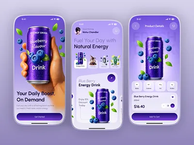 Energy Drink E-commerce Mobile App app app design beverage app delivery app drink app e commerce energydrink food food app ui food drink food ordering app mobile mobile app online food snack app snacks soft drinks mobile app splash screen ui