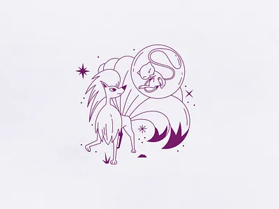 Mew & Ninetales V2 anime bubble cat fire fox funny illustration laugh mew monochrome ninetales pokemon psychic sketch smile sparkle star tattoo trading card