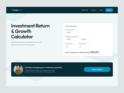 Investment calculator page calculator dailyui desktop investment ui