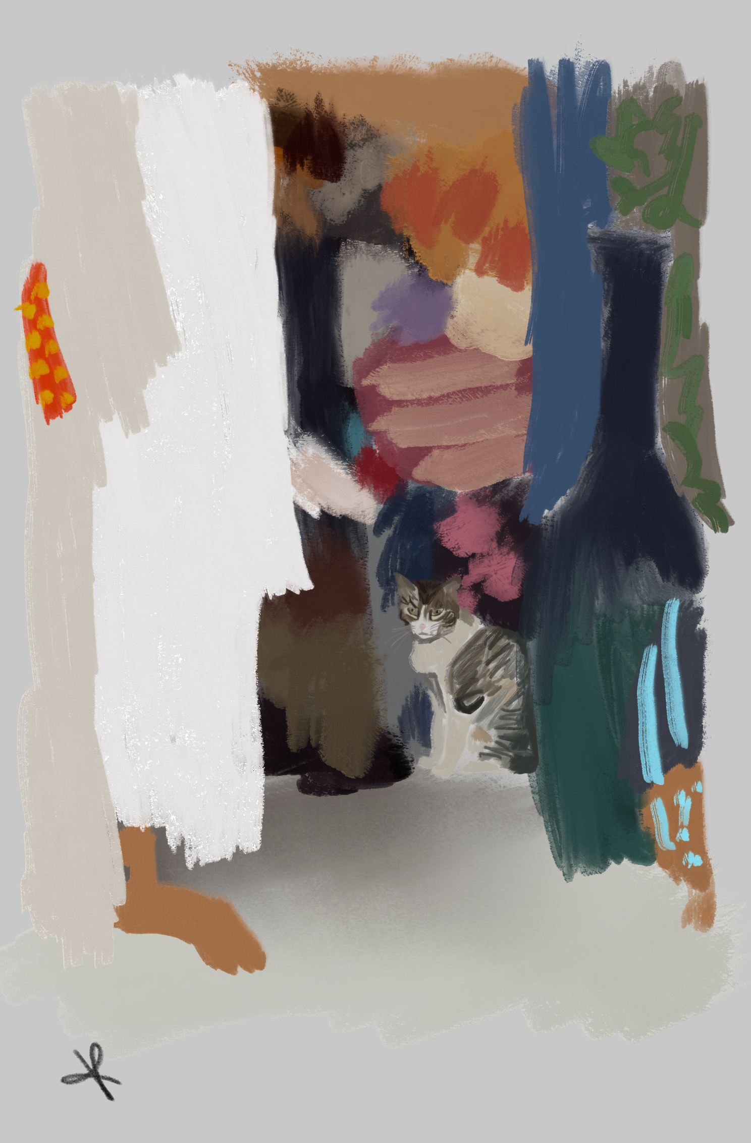 thrifting with el gato digital art illustration paint pastel procreate sketch still life