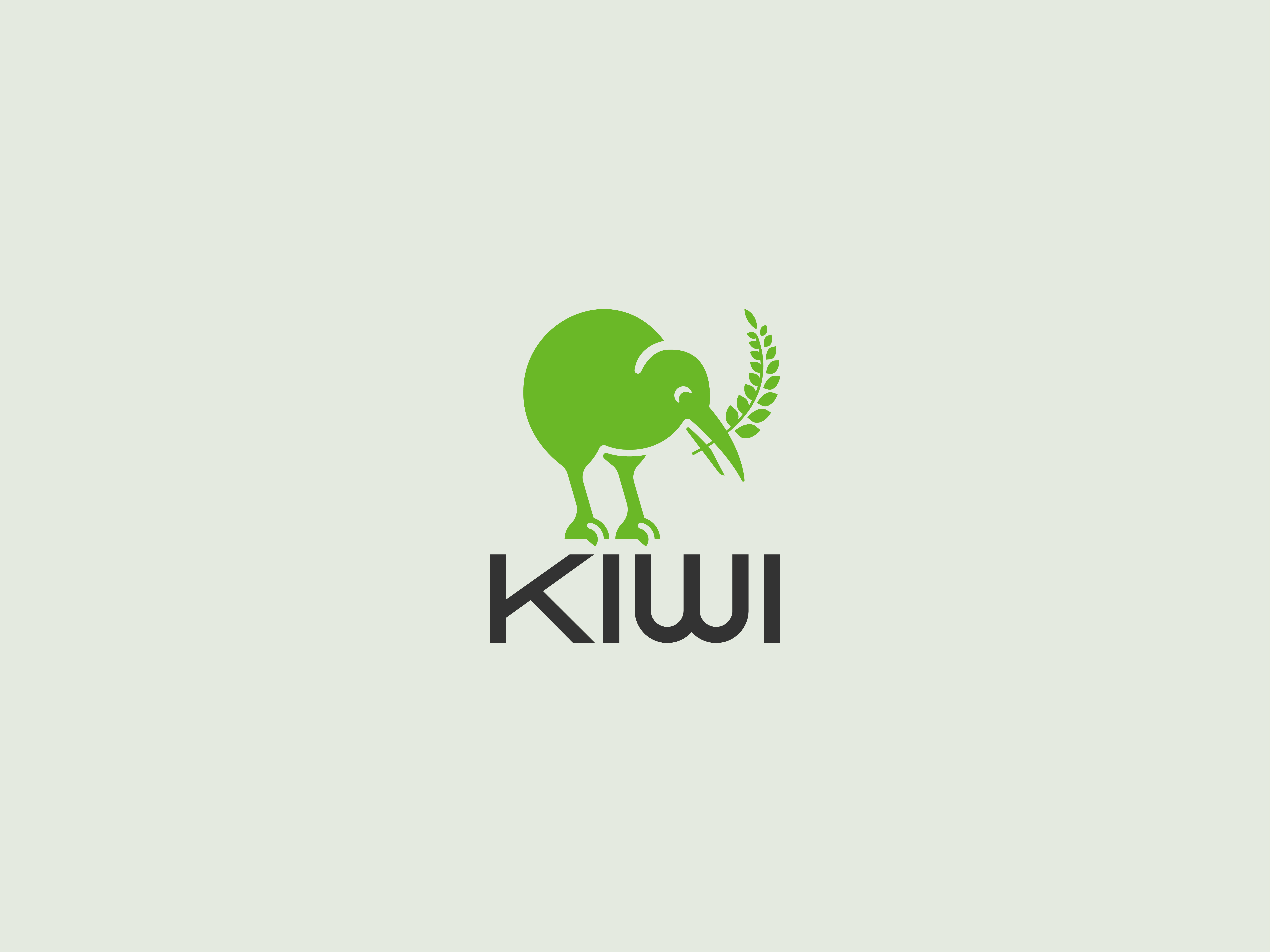 KIWI BIRD LOGO avian bird branding character design fern graphic graphic design green iconic kiwi logo memorable modern new zealand simple simplicity unique vector
