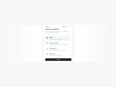 User Role Selection | Onboarding Flow UI app onboarding logistics app ui mobile app ui mobile interface onboarding ui product design saas ui ui design user role selection ux design
