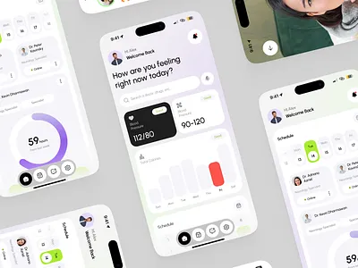 Smart Health Tracker · Mobile App UI app design health app health monitoring health tracker healthcare ui medical app medical dashboard mobile app ui mobile ui ui design