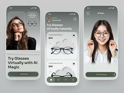 AI Eyewear Shopping & Virtual Glasses Try-On App ai retail ai shopping eyewear app eyewear shopping fashion app future shopping glasses app innovative app mobile mobile app modern app online shopping optical app shopping app smart eyewear store app style app try before buy vision tech app