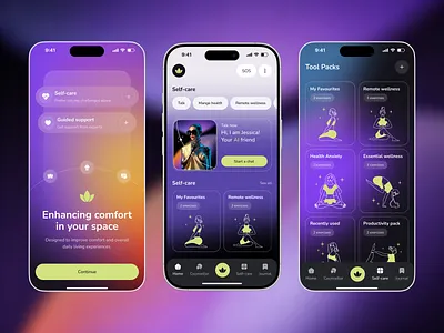 AI Gradient Flow – Mental Wellness Mobile App Design ai app ai design app app design gradient ui health health app healthcare mental mental health mobile mobile app mobile app design ui design ux design wellness wellness app