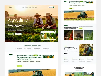 Agro - Farming Website agriculture landing page agriculture website agritech design agro business website farm investment platform farming farming landing page farming website landing page organic farming oripio product design rural innovation smart farming ui ux web design webdesign website