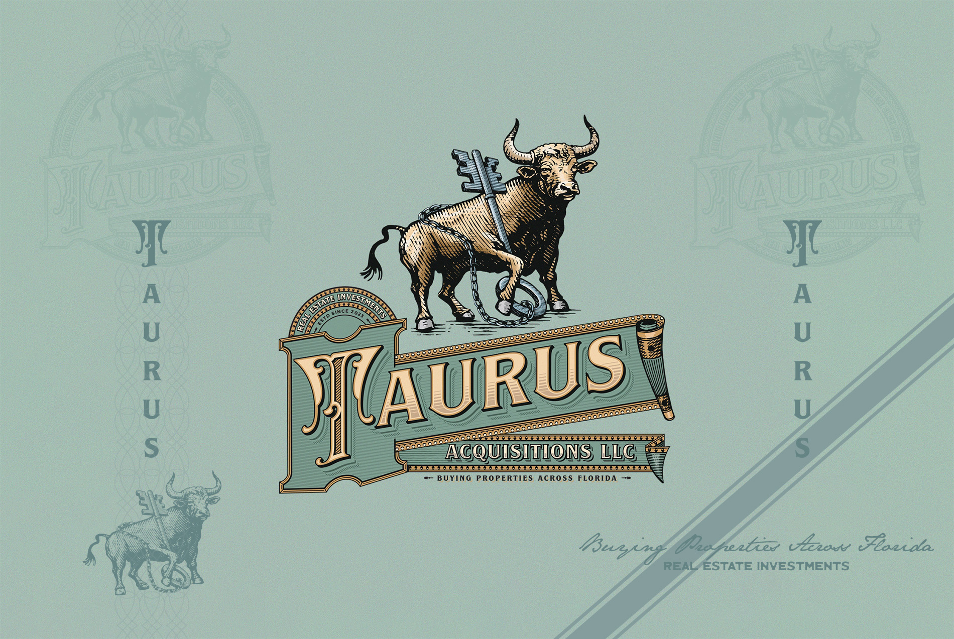 Taurus LLC Acquisitions Real Estate project artisan branding bull craft design illustration logo logo design power logo real estate real estate branding real estate design real estate logo strong taurus taurus branding taurus logo victorian victorian real estate vintage
