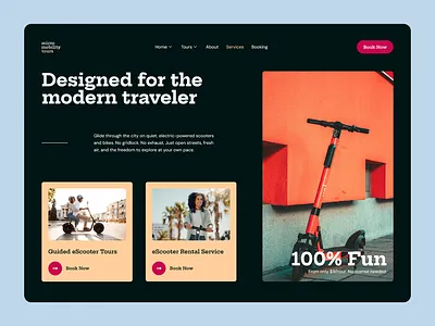 Electric Scooter & Bike Rental & Tour Operator Website Template bicycle tours bike rental bike tours e scooter booking electric bicycle electric scooter elementor inspiration micromobility scooter rental template tour operator website tourism website travel travel website ui ux web design website wordpress