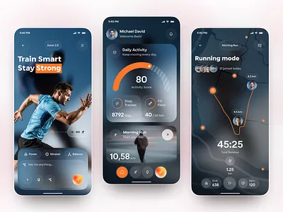 Fitness Tracker App — Running & Activity Dashboard Mobile UI activity tracker app design fitness fitness app fitness ui health app running running app running map running tracker sport app step tracking tracker ui web workout workout activity tracking workout app workout tracker
