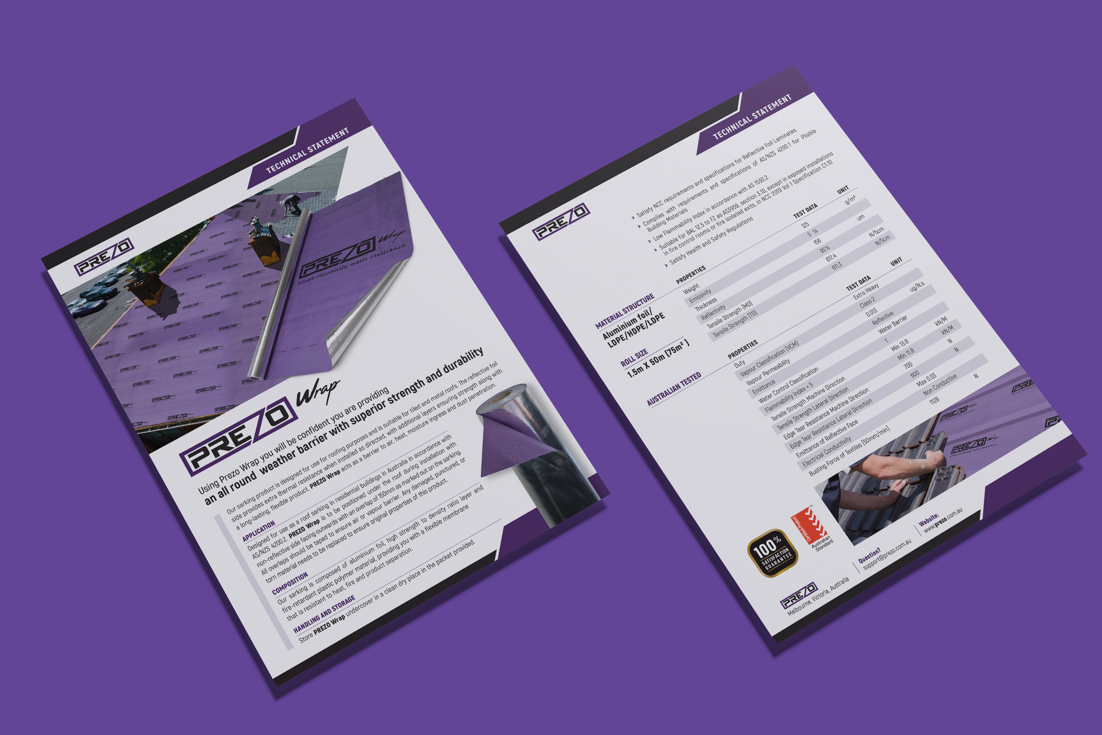PREZO Product Datasheet Design — Clean Technical Layout