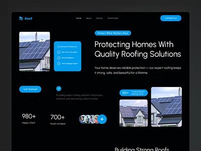 Roofing Service Landing Page business clean commercial construction contractor corporate home improvement home services landing page local business modern professional residential roof repair roofing service ui design web design website