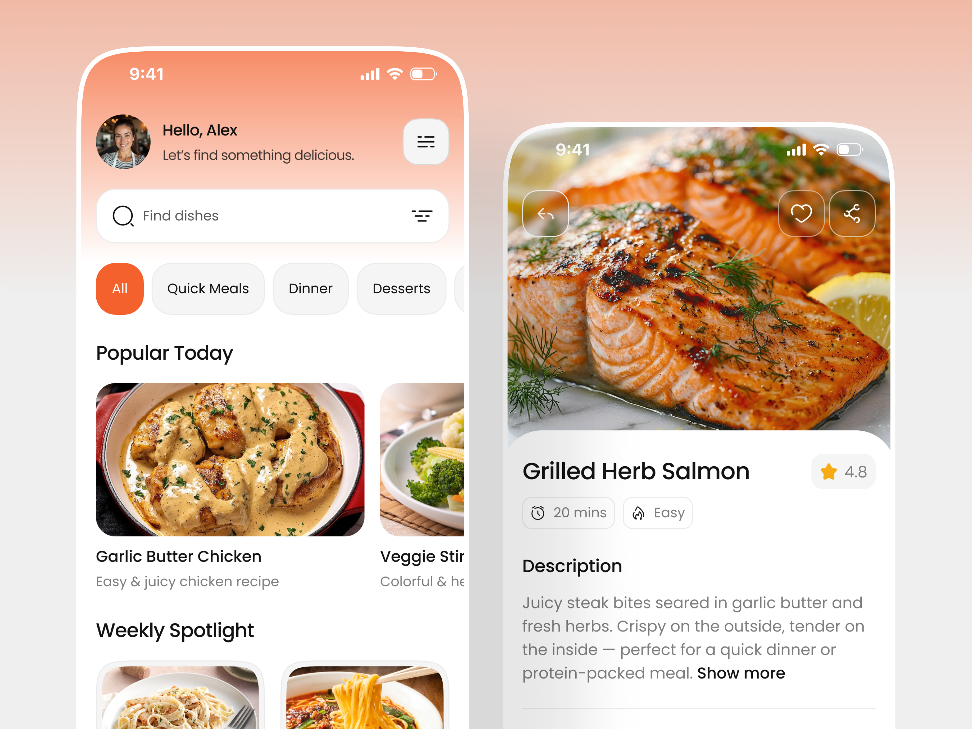 Food Recipe App UI app design cooking app food app food app design food recipe ios app mobile app mobile app design mobile app ui mobile interface mobile ui recipe app recipe ui ui ux design