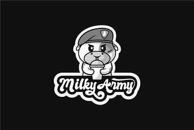 Mascot Logo - Milky Army army army logo branding cow logo design drink logo graphic design illustration logo mascot mascot logo milk milky typography vector
