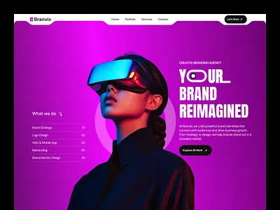 Branvix — Branding Agency Website brand identity design brand identity website brand strategy website branding agency header branding agency website branding website design creative website digital agency website futuristic website design header hero section minimal ui design ux design website design