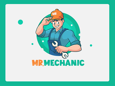 Mr. Mechanic Cartoon Mascot branding cartoon character graphic design illustration logo design mascot mascot logo mechanic sercice man vector