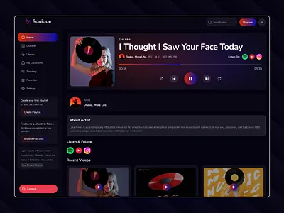 Music Streaming Web App UI 3d ai dashboard design homepage illustration interface ios iphone music social ui