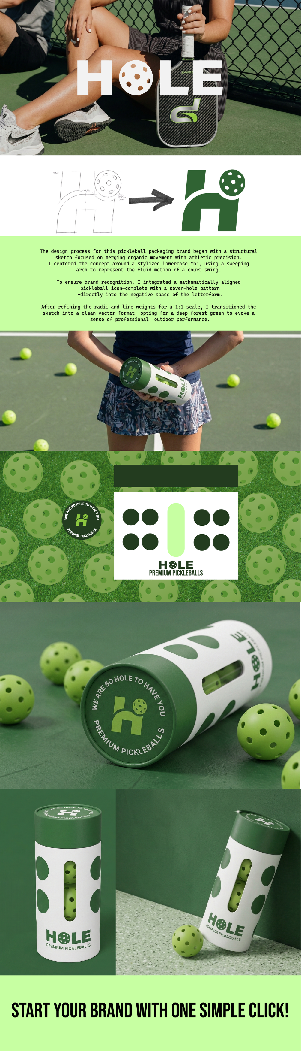 Hole - Pickle Ball Packaging and Brand Identity 3d animation brand identity branding custom die line graphic design illustration logo logo making motion graphics packaging