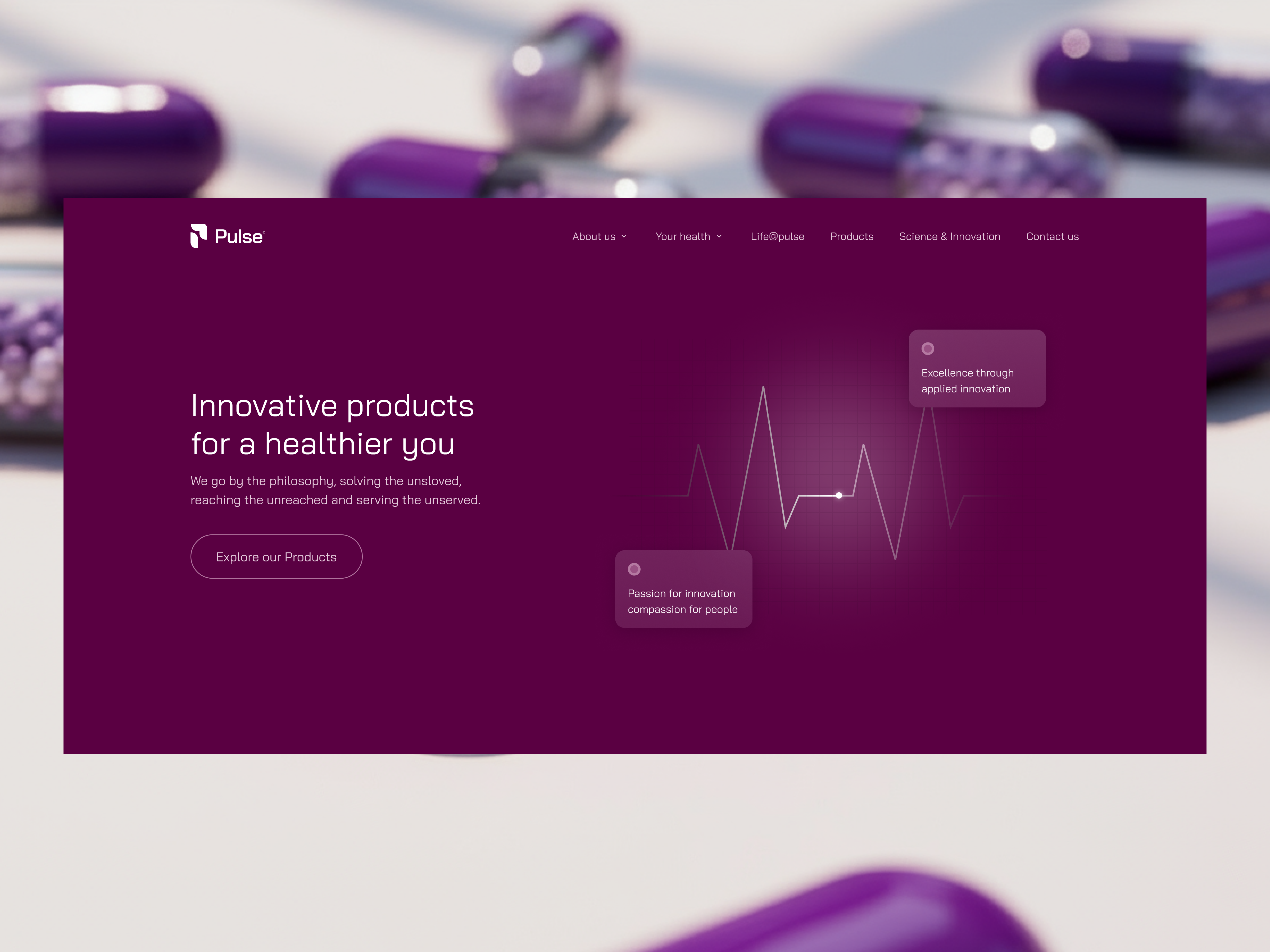 Pulse - Branding & UI/UX Design 3d animation brand collateral design brand discovery brand manual design brand positioning brand stationary design branded templates branding logo design packaging design pharmeceutical