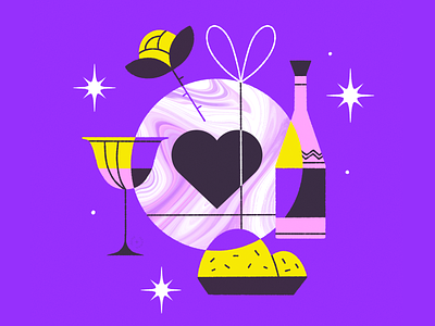 Valentine's Day art colorful design february 14 flat illustration illustrator love valentine valentines day violet wine
