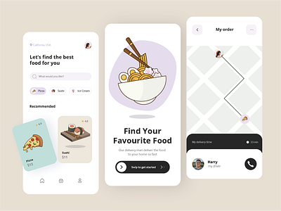 Food Delivery App app app design app ui application dailyui delivery food food delivery food order graphic graphic design illustration mobile mobile app mobile app design ui ui design ux uxdesign vector