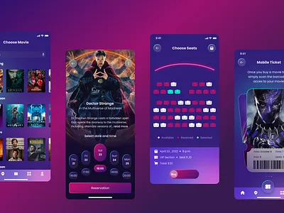 Mobile Ticket 3d animation graphic design ui