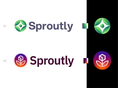 Sproutly - Logo Concepts ai brand system branding creative logo design ecommerce grow identity design jeroen van eerden leaf logo logo concept logo symbol logo system modern logo plant retail shop sprout sproutly visual identity
