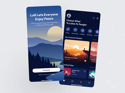 Lulli - Sleep Sounds App app design bedtime clean ui design insomnia ios meditation minimal night relax relax music relax sounds sleep app sleep assistant sleep sounds app sleeping sounds ui ui design wellness