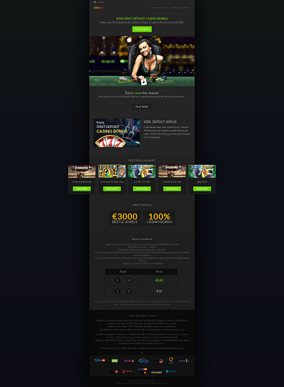 A/B Test email template for casino LiveBet ab test css dark design email email design gmail green html outlook template theme