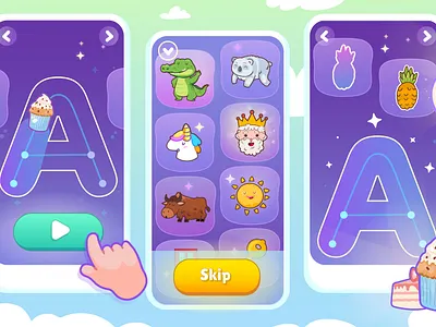 Hello everyone! Screens for English learning games banners cartoon characters cute design graphic design illustration mobile game ui