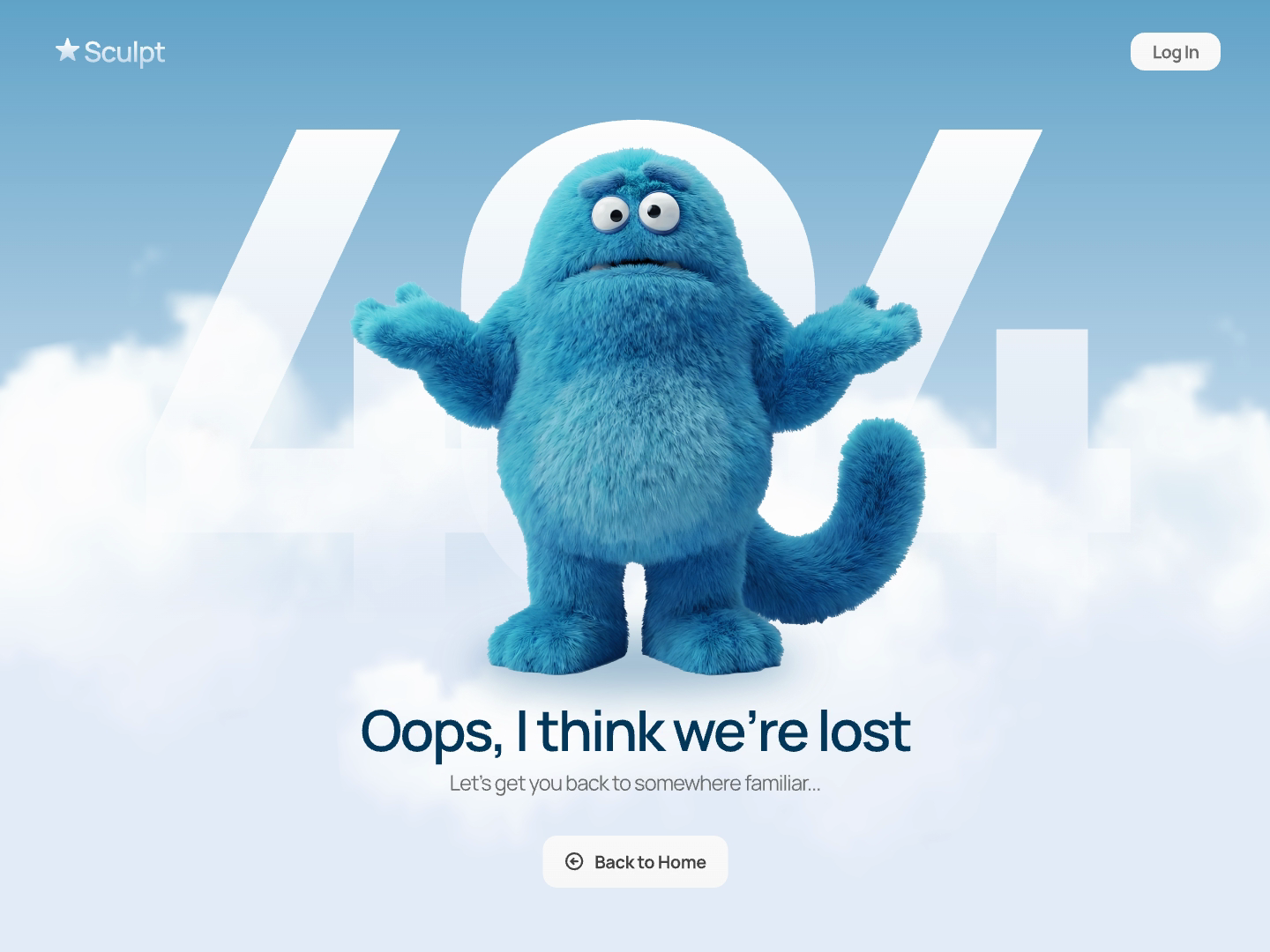 404 - I think we are Lost - Cute Monster Page 404 404 page 404 page ui clouds cute monster