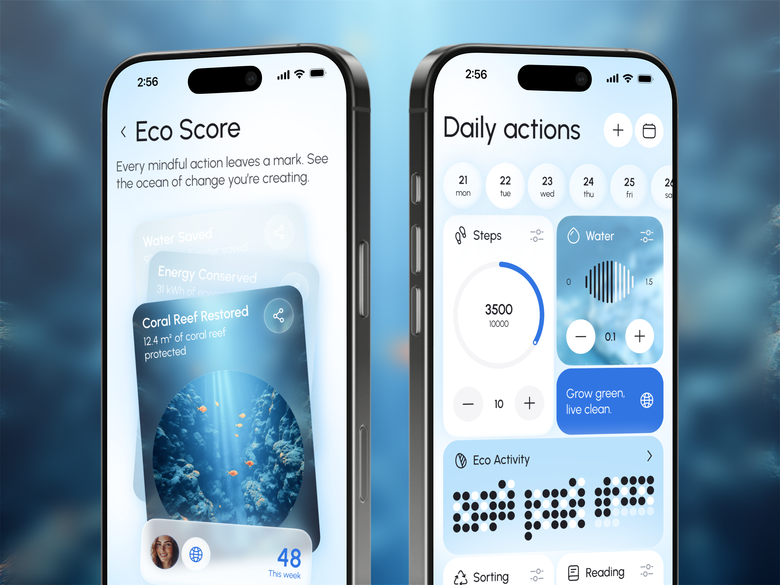 🌱 Product design for Eco Lifestyle Tracker App | Hyperactive activity analytics app concept design habit hyperactive lifestyle mobile mobile design product design sustainability tracking ui ux