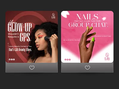 Lili Beuty - Social Media Post Design adcreative ads creative app advertisement beuty productr beuty vibes post branding cosmetis product design delcoit facebook ads instagram post lili modern social media post design nails post design social media post social media post design