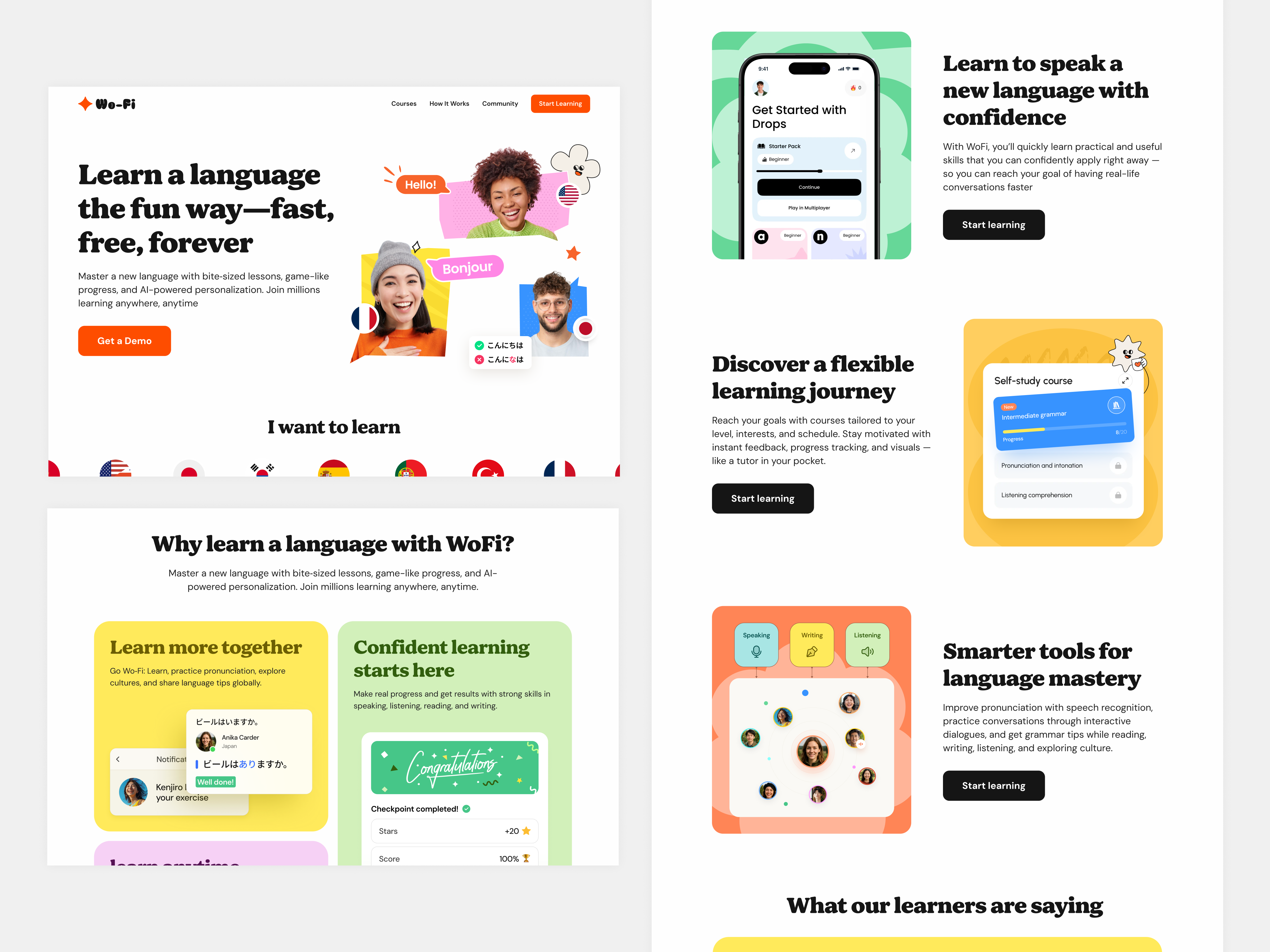 Language Learning Platform UIUX ai education interface product service ui ux web