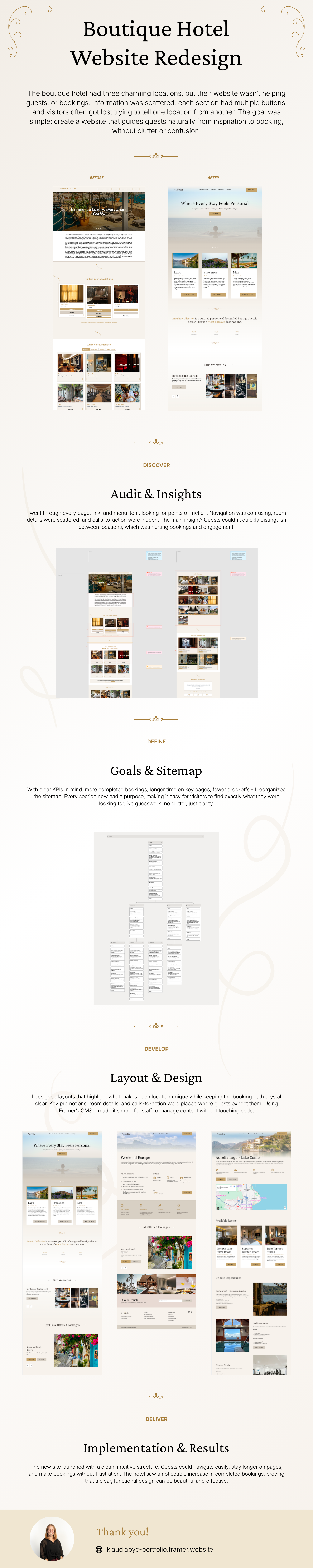 Boutique Hotel Website Redesign - Visual Case Study double diamond ui ux