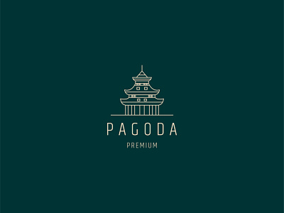 Pagoda line art logo design 3d animation app branding business design graphic design illustration logo pagoda line art logo design ui