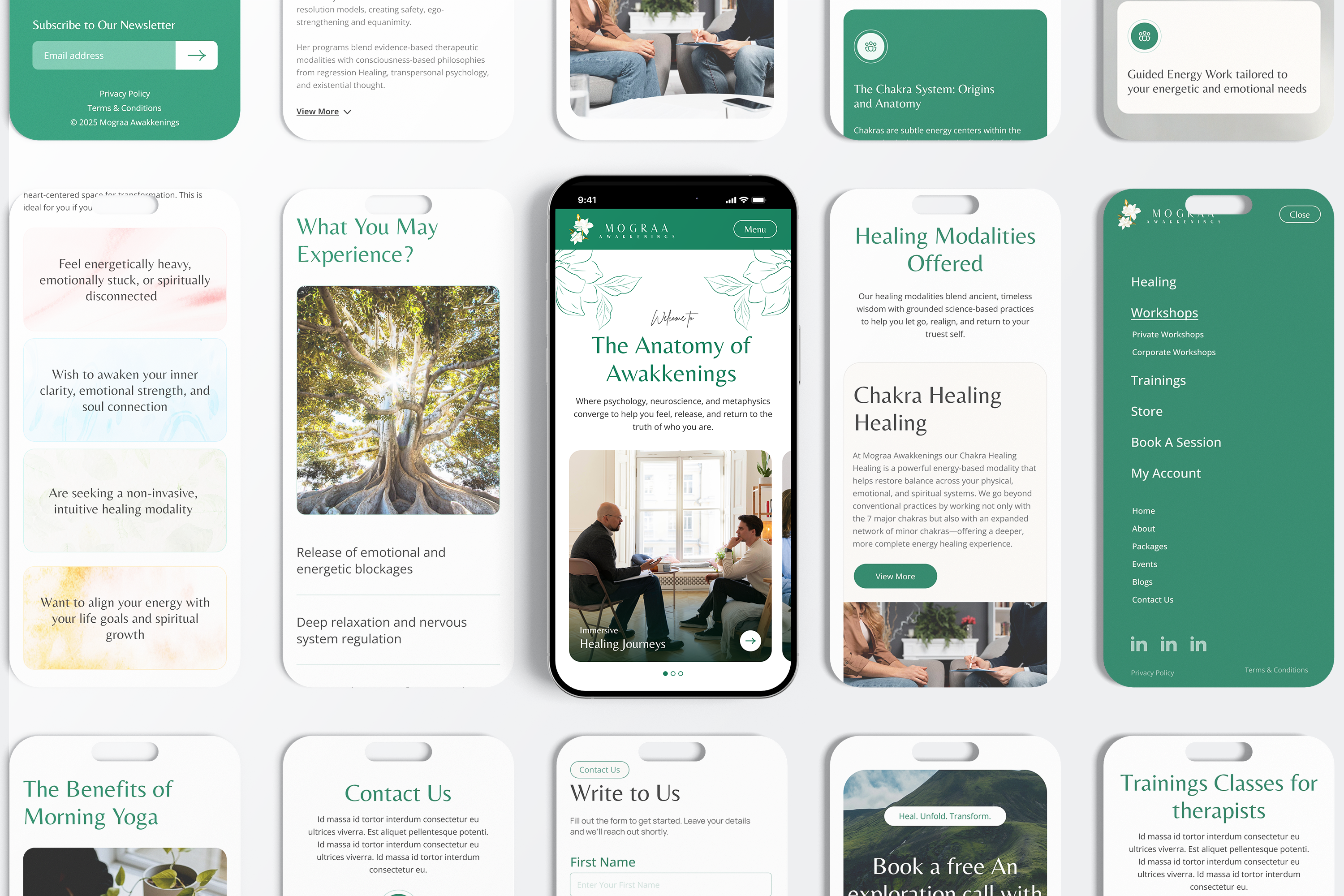 Mograa Awakenings: Platform Architecture healthcare design information architecture platform design service design therapy website ui ux design wellness brand