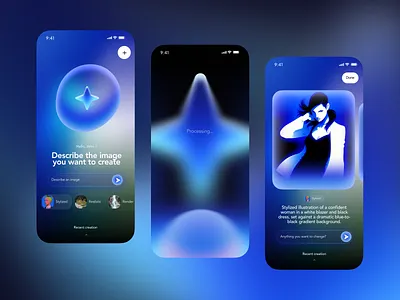 AI Image Generator Mobile App ai app ai image generator app app design artificial intelligence design generative ai image generator mobile mobile app mobile ui prompt to image ui ux