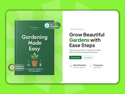 Green Living Gardening Guide Landing Page — Nature Inspired UI booklandingpage digitalproduct dribbblepost ebookwebsite ecommerceui figmadesign gardeningwebsite greenuidesign interfacelayout landingpageui minimalui modernwebdesign productdesign productlandingpage startupdesign uidesign uxdesign webdesign webinspiration webui