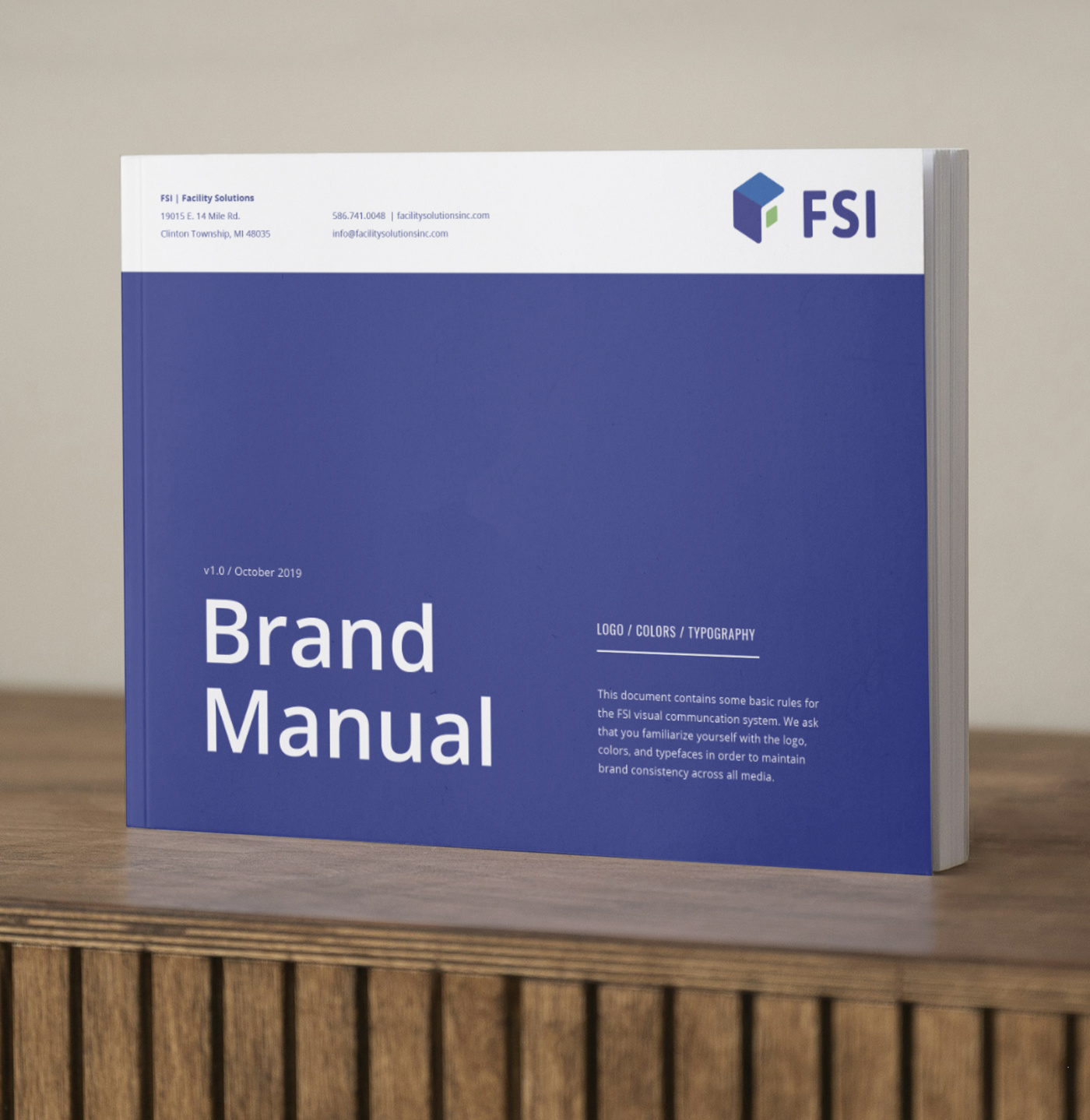 Facility Solutions (FSI) - Rebrand brand guide brand manual branding brochure business card food services graphic design logo marketing collateral modern project management firm rebrand restaurant retail tri fold website design
