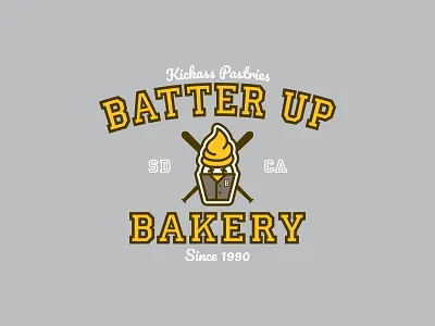 Baseball Inspired Bakery Brand Identity art direction baseball baseball bat bat batter up brand identity branding california case study cupcake icing icon illustration logo package design packaging padres print san diego typography