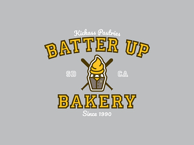 Baseball Inspired Bakery Brand Identity art direction baseball baseball bat bat batter up brand identity branding california case study cupcake icing icon illustration logo package design packaging padres print san diego typography