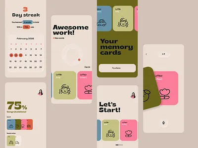 Easy Lang learning app animation app design creative design edtech education app graphic design learning app mobile mobile app design mobile design mobile ui motion motion graphics product design saas ui ux vocabulary web animation