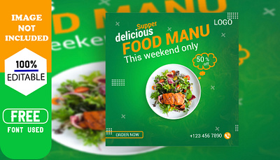 Food Manu Design Template social media post