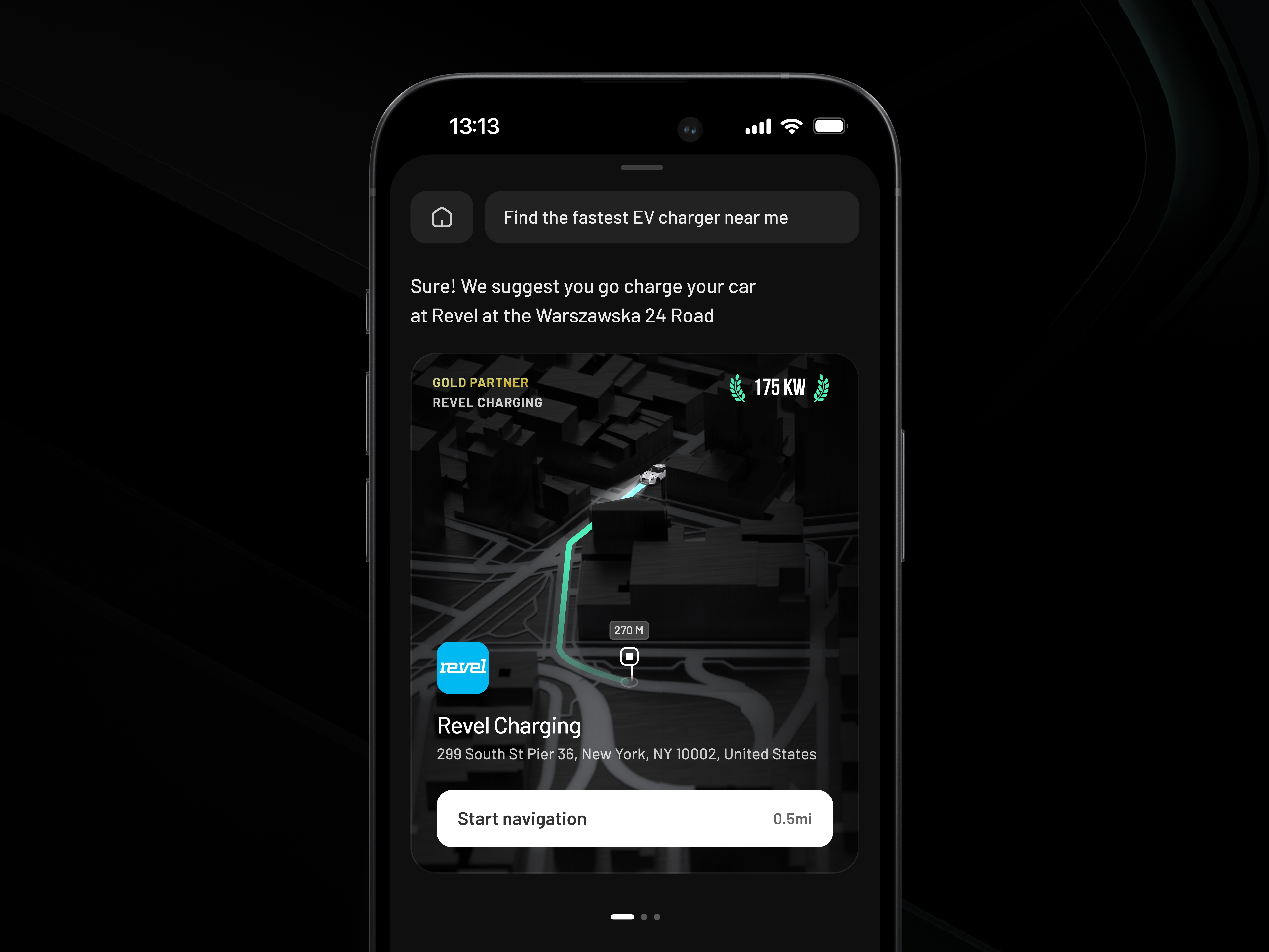 hyperpick® ai chat ai app bubble chat dark mode design gps message modern route track ui ui design ux