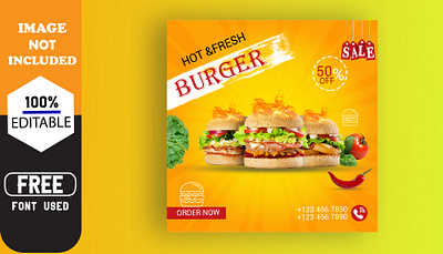 Burger Social Media Post design Template socialmedia