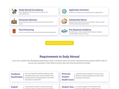 Cambry ( Study Destination) design graphic design ui ux