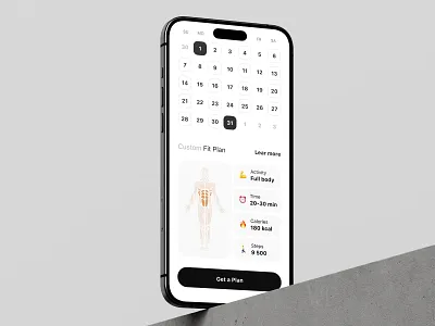 Fitness App activity tracker app design calendar ui clean ui dashboard ui fitness fitness app fitness tracker health app health tracking ios app minimal ui mobile app mobile ui ui design ux design workout app workout planner workout tracker